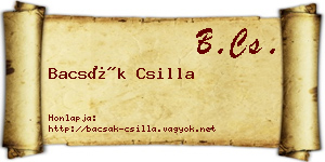 Bacsák Csilla névjegykártya